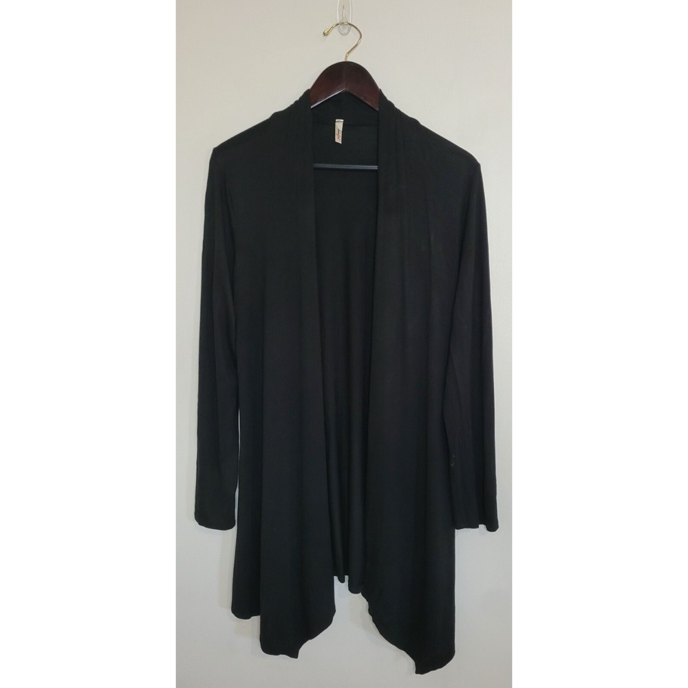 Skinnytees Missy O/S Black Open Front Long Sleeve Cardigan Soft Flowy Layering